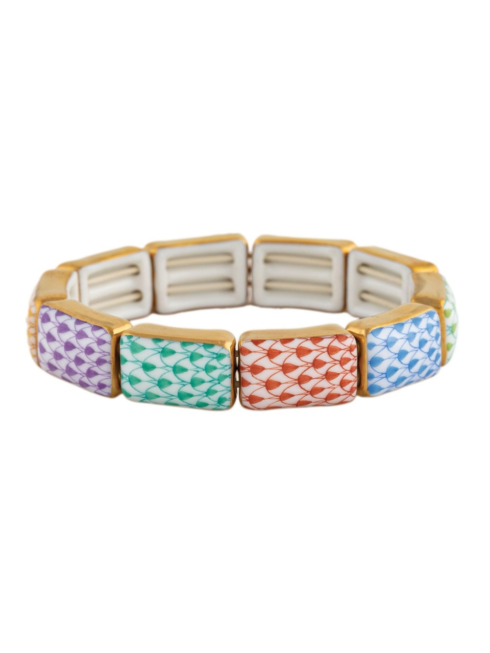 Herend 10 Link Porcelain and Gold Bracelet